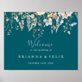 Multicolor Wildflower Green Wedding Welkom Poster (Voorkant)