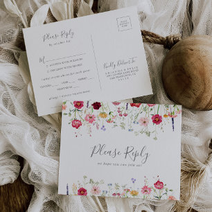 Multicolor Wildflower Menu Keuze RSVP Briefkaart