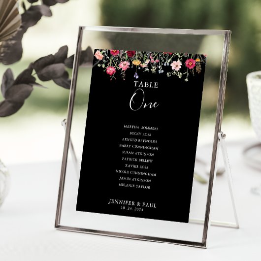 Multicolor Wildflower Tafel Nummer 1 Zitplaatskaar Kaart