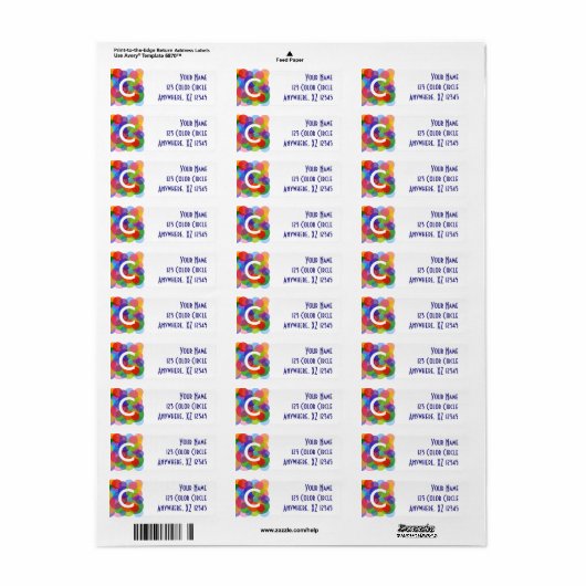 Multicolorcirkels en Stippen Etiket (Full Sheet)