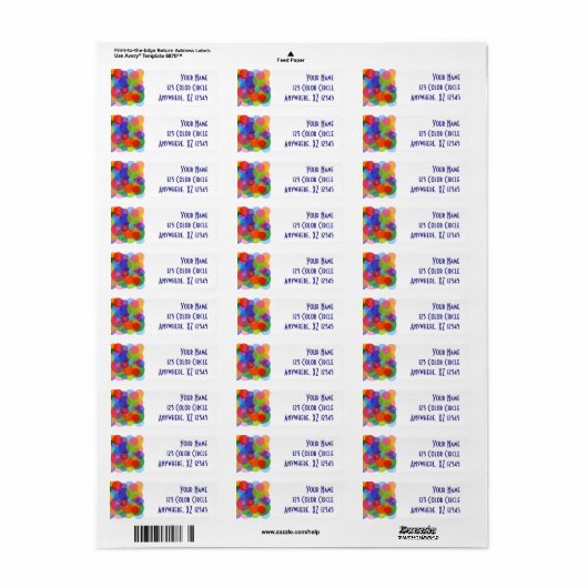 Multicolorcirkels en Stippen Etiket (Full Sheet)