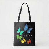 Multicolore Butterflies op Black Draagtas (Voorkant)