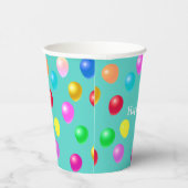 Multicolore feestballonnen op Blauwgroen Papieren Bekers (Rechts)