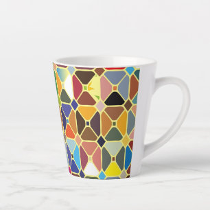 Multicolore geometrische patronen met octagonvorme latte mok