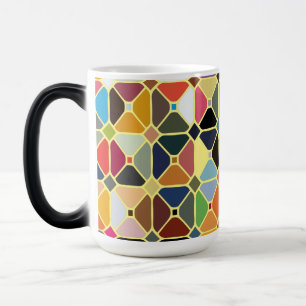 Multicolore geometrische patronen met octagonvorme magische mok