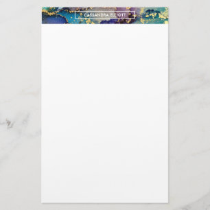 Multicolore Gold Alcohol Ink Liquid Abstract Art Briefpapier