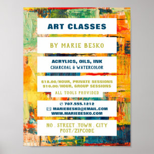 Multicolored Abstracte kunstleraar verf, kunstklas Poster
