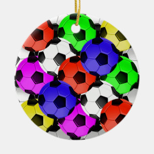 Multicolored American Soccer of Football Keramisch Ornament