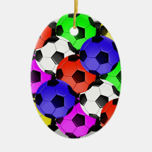 Multicolored American Soccer of Football Keramisch Ornament