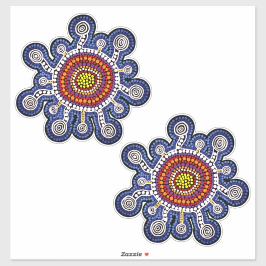 Multicolored Australia aboriginal art decal Sticker (Vel)