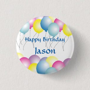 Multicolored ballons verjaardagsfeest ronde button 3,2 cm