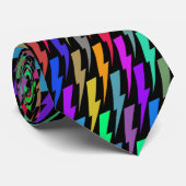 Multicolored blikstrips op zwarte stropdas (Opgerold)