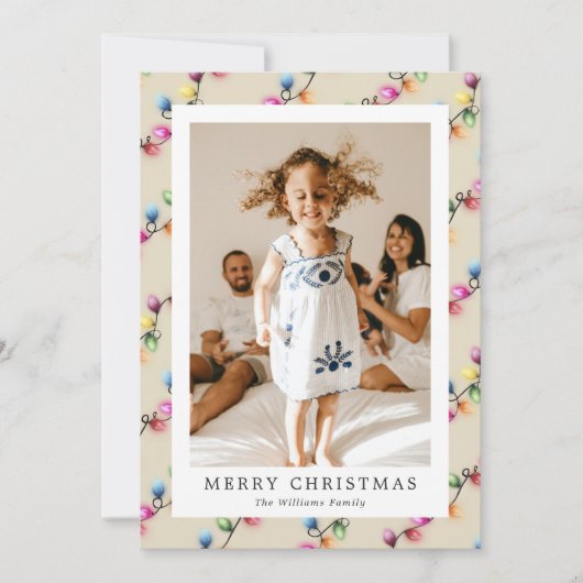 Multicolored Christmas Lights Photo Feestdagenkaart (Voorkant)