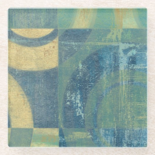 Multicolored Circles & Panels Glazen Onderzetter (Voorkant)