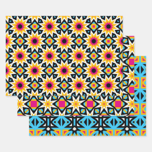 Multicolored Cute Stylish Trendy Patronen Inpakpapier Vel