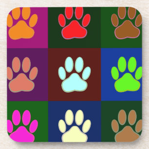 Multicolored Dog Paw Print Pattern Bier Onderzetter