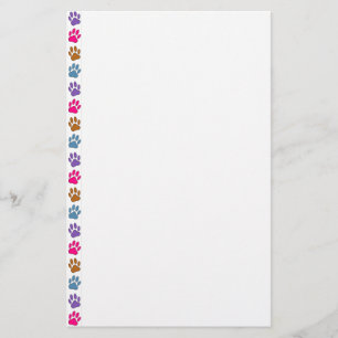 Multicolored Dog Paw Print Pattern Briefpapier