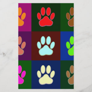 Multicolored Dog Paw Print Pattern Briefpapier