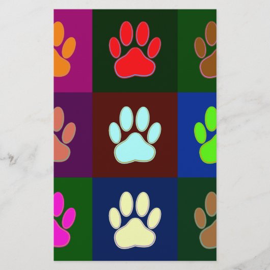 Multicolored Dog Paw Print Pattern Briefpapier (Voorkant)