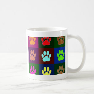 Multicolored Dog Paw Print Pattern Koffiemok