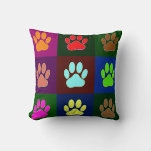 Multicolored Dog Paw Print Pattern Kussen