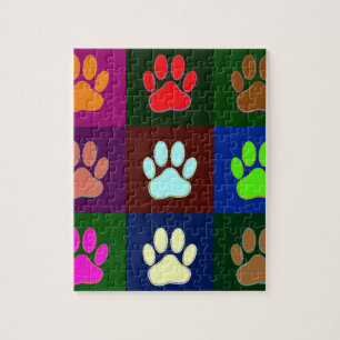 Multicolored Dog Paw Print Pattern Legpuzzel