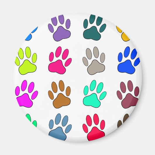 Multicolored Dog Paw Print Pattern Magneet (Voorkant)