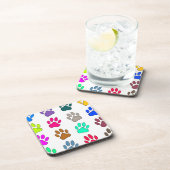 Multicolored Dog Paw Print Pattern Onderzetter (Rechterzijde)