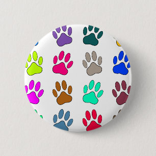Multicolored Dog Paw Print Pattern Ronde Button 5,7 Cm