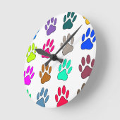 Multicolored Dog Paw Print Pattern Ronde Klok (Hoek)