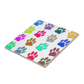 Multicolored Dog Paw Print Pattern Tegeltje (Zijkant)