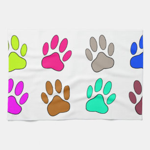 Multicolored Dog Paw Print Pattern Theedoek