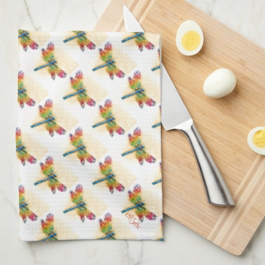 Multicolored Dragonfly Kitchen Towels Theedoek (Quarter Fold)
