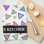 Multicolored driehoekspatroon + aangepaste naam theedoek (Quarter Fold)