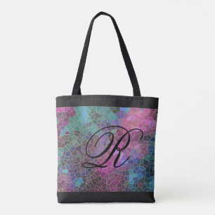 Multicolored en Gold-mozaïekontwerp met monogram Tote Bag