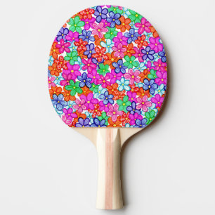 Multicolored Floral Pattern 2-sided Print Tafeltennisbatje