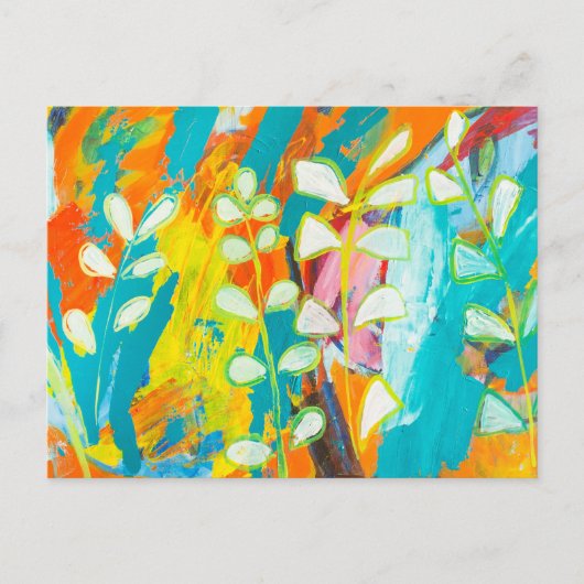 Multicolored Florale Acrylverf Abstract achteraan Briefkaart (Voorkant)