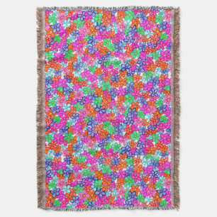 Multicolored Flowers Floral Illustration Pattern Deken