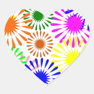 Multicolored Flowers Hart Sticker