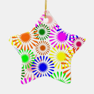 Multicolored Flowers Keramisch Ornament