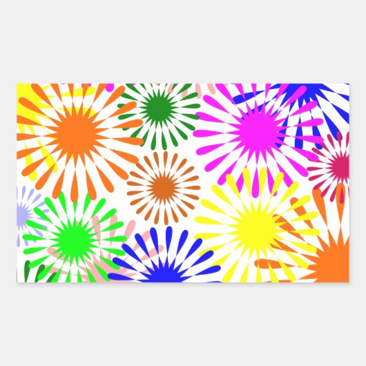 Multicolored Flowers Rechthoekige Sticker (Voorkant)