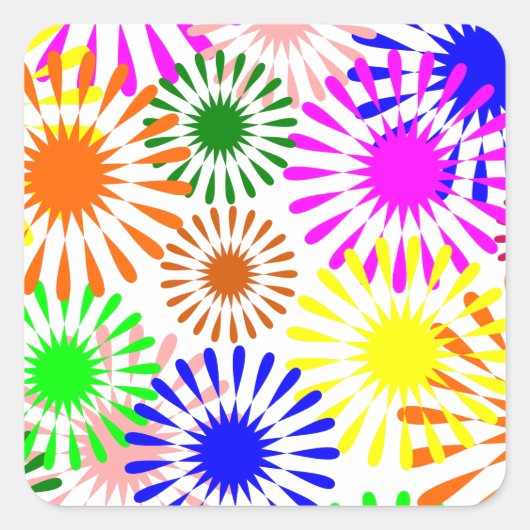 Multicolored Flowers Vierkante Sticker (Voorkant)
