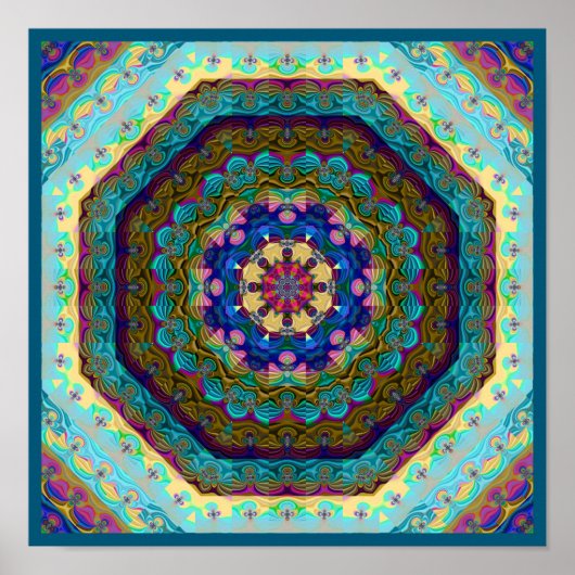 Multicolored Fractal Kaleidoscope Poster (Voorkant)