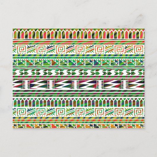 Multicolored Geometric Aztec Tribal Print Pattern Briefkaart (Voorkant)