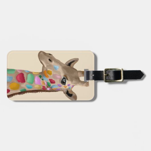MultiColored Giraffe Bagagelabel (Voorkant horizontaal)
