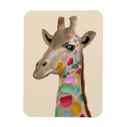 MultiColored Giraffe Magneet (Verticaal)