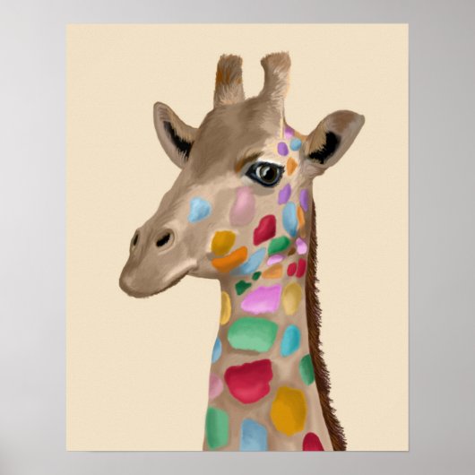 MultiColored Giraffe Poster (Voorkant)