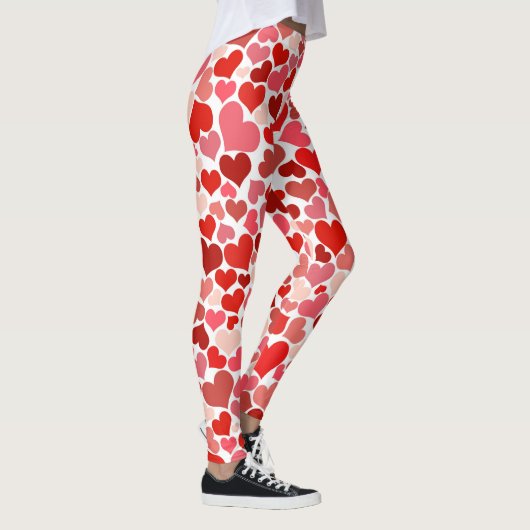 Multicolored Hearts op Wit Leggings (Rechts)