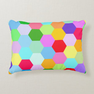 Multicolored Hexagon Pattern Accent Kussen