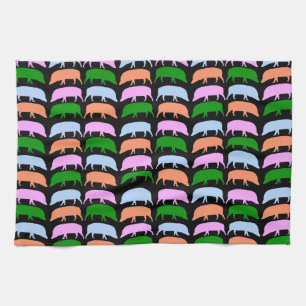 Multicolored Hogs roze Blue Green Sinaasappel Kitc Theedoek